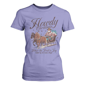 Western Christmas T Shirt For Women Howdy Christmas Blaze The Trail To Joy Cowboy Santa TS11 Violet Print Your Wear