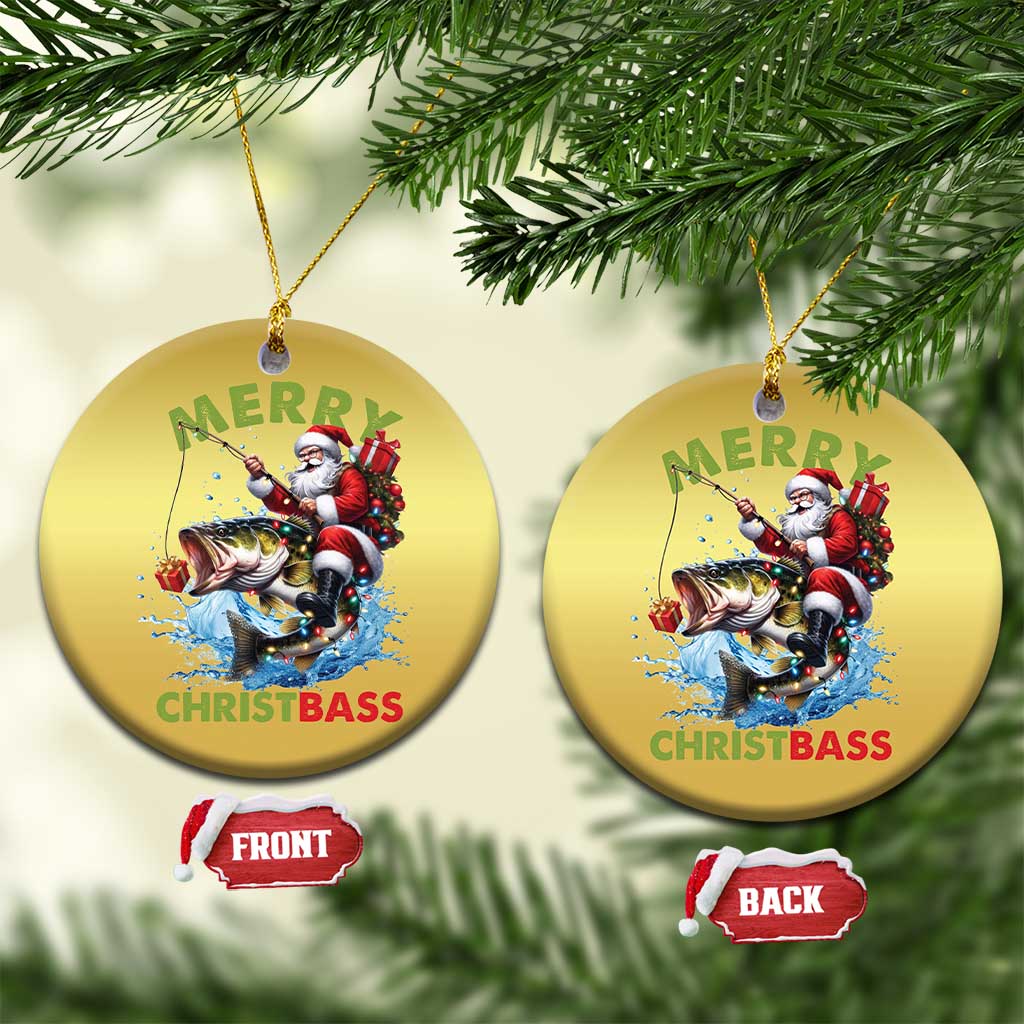 Funny Xmas Fishing Christmas Ornament Merry Christbass Santa Xmas Tree TS11 Circle Gold Print Your Wear