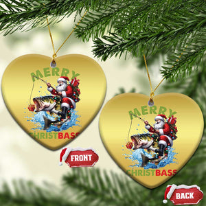 Funny Xmas Fishing Christmas Ornament Merry Christbass Santa Xmas Tree TS11 Heart Gold Print Your Wear