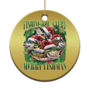 Funny Xmas Christmas Ornament Fishing You A Very Merry Fishmas Santa Hat TS11 Print Your Wear