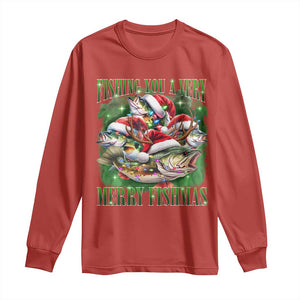 Funny Fishing Christmas Long Sleeve Shirt Fishing You A Very Merry Fishmas Santa Hat TS11 Red Print Your Wear