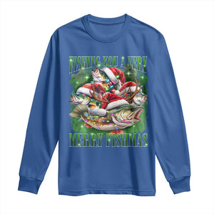 Funny Fishing Christmas Long Sleeve Shirt Fishing You A Very Merry Fishmas Santa Hat TS11 Royal Blue Print Your Wear