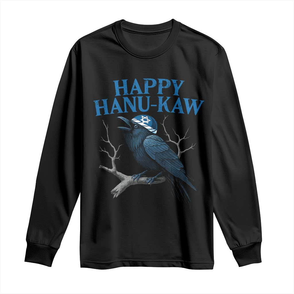 Funny Hanukkah Crow Long Sleeve Shirt Happy Hanukaw Jewish Holiday TS11 Black Print Your Wear