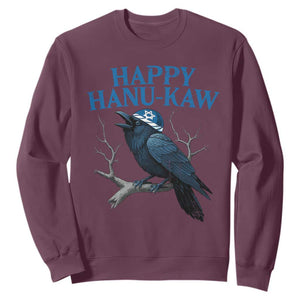 Funny Hanukkah Crow Sweatshirt Happy Hanukaw Jewish Holiday TS11 Maroon Print Your Wear