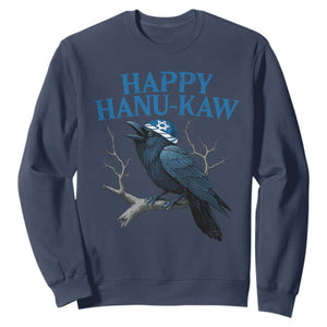 Funny Hanukkah Crow Sweatshirt Happy Hanukaw Jewish Holiday TS11 Navy Print Your Wear
