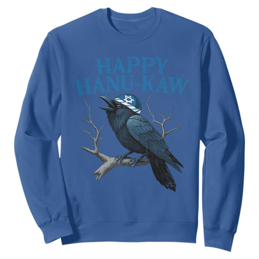 Funny Hanukkah Crow Sweatshirt Happy Hanukaw Jewish Holiday TS11 Royal Blue Print Your Wear