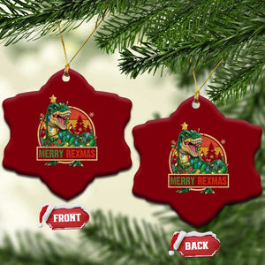 Funny Christmas Dinosaur Ceramic Ornament Merry Rexmas Dino Xmas Tree TS11 Print Your Wear