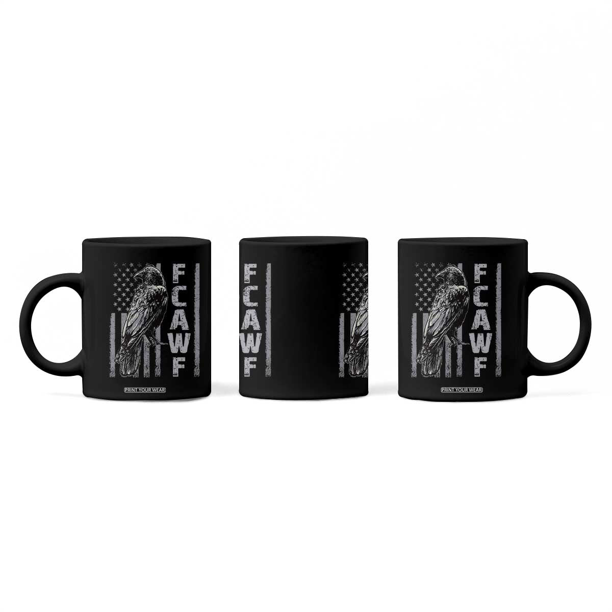 Funny F CAW F Crow Coffee Mug Vintage American Flag TS11 Print Your Wear