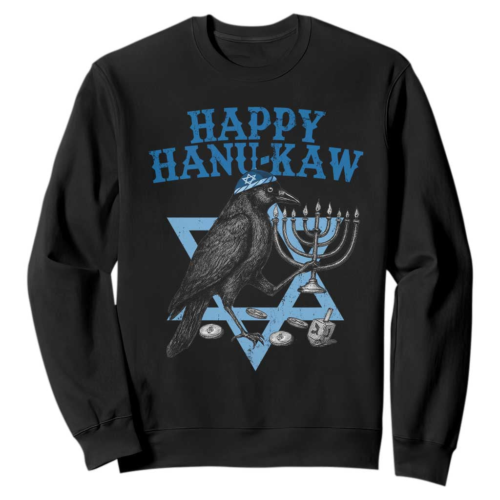 Funny Hanukkah Crow Sweatshirt Happy Hanukaw Jewish Holiday Chanukah Menorah TS11 Black Print Your Wear