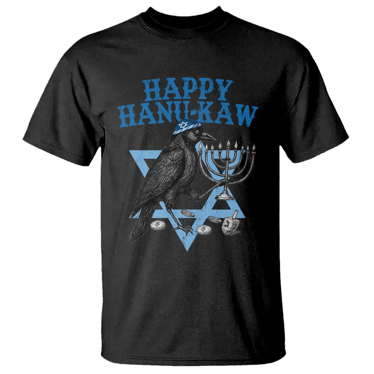 Funny Hanukkah Crow T Shirt Happy Hanukaw Jewish Holiday Chanukah Menorah TS11 Black Print Your Wear
