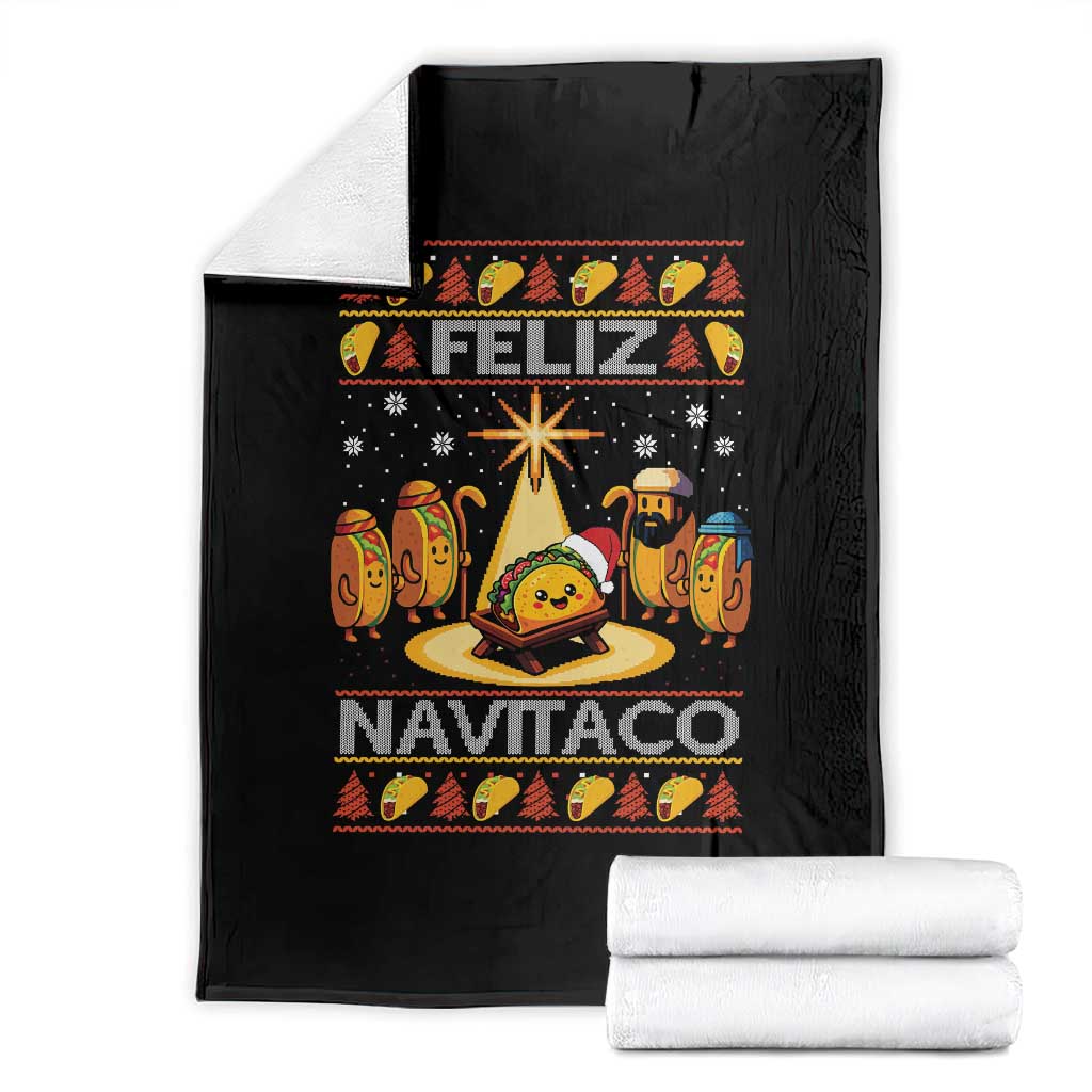 Funny Tacos Christmas Nativity Scene Throw Blanket Feliz Navitaco Mexican Food TS11 Black Print Your Wear