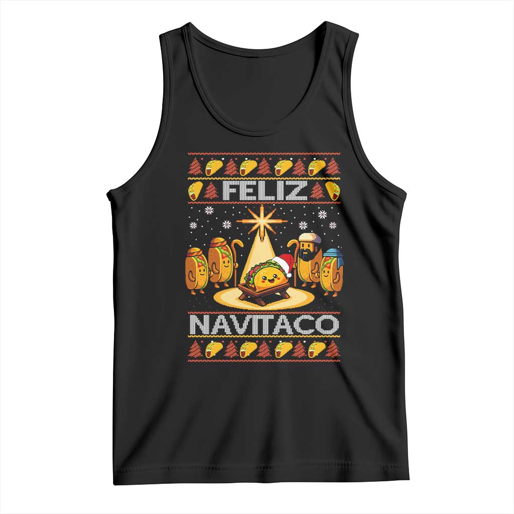 Funny Tacos Christmas Nativity Scene Tank Top Feliz Navitaco Mexican Food TS11 Black Print Your Wear