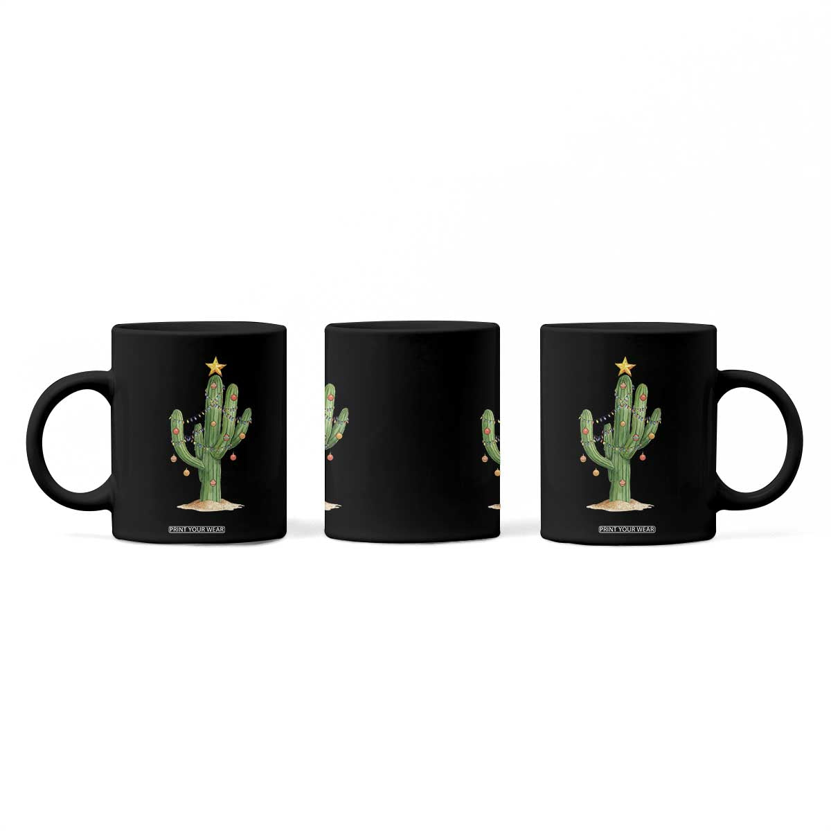 Funny Cactus Christmas Xmas Trees Lights Santa Hat Cactus Lovers Coffee Mug TS11 Print Your Wear