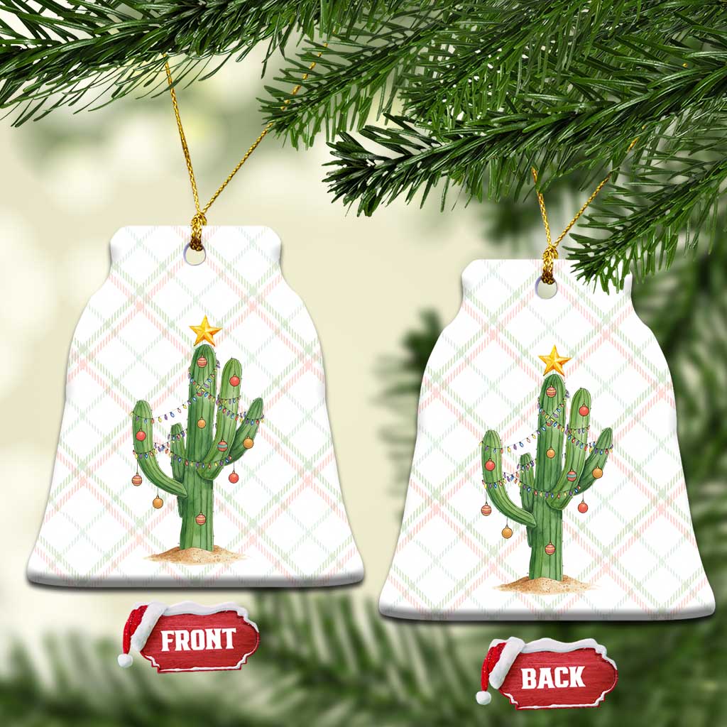 Funny Cactus Christmas Xmas Trees Lights Santa Hat Cactus Lovers Ceramic Ornament TS11 Print Your Wear
