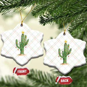 Funny Cactus Christmas Xmas Trees Lights Santa Hat Cactus Lovers Ceramic Ornament TS11 Print Your Wear
