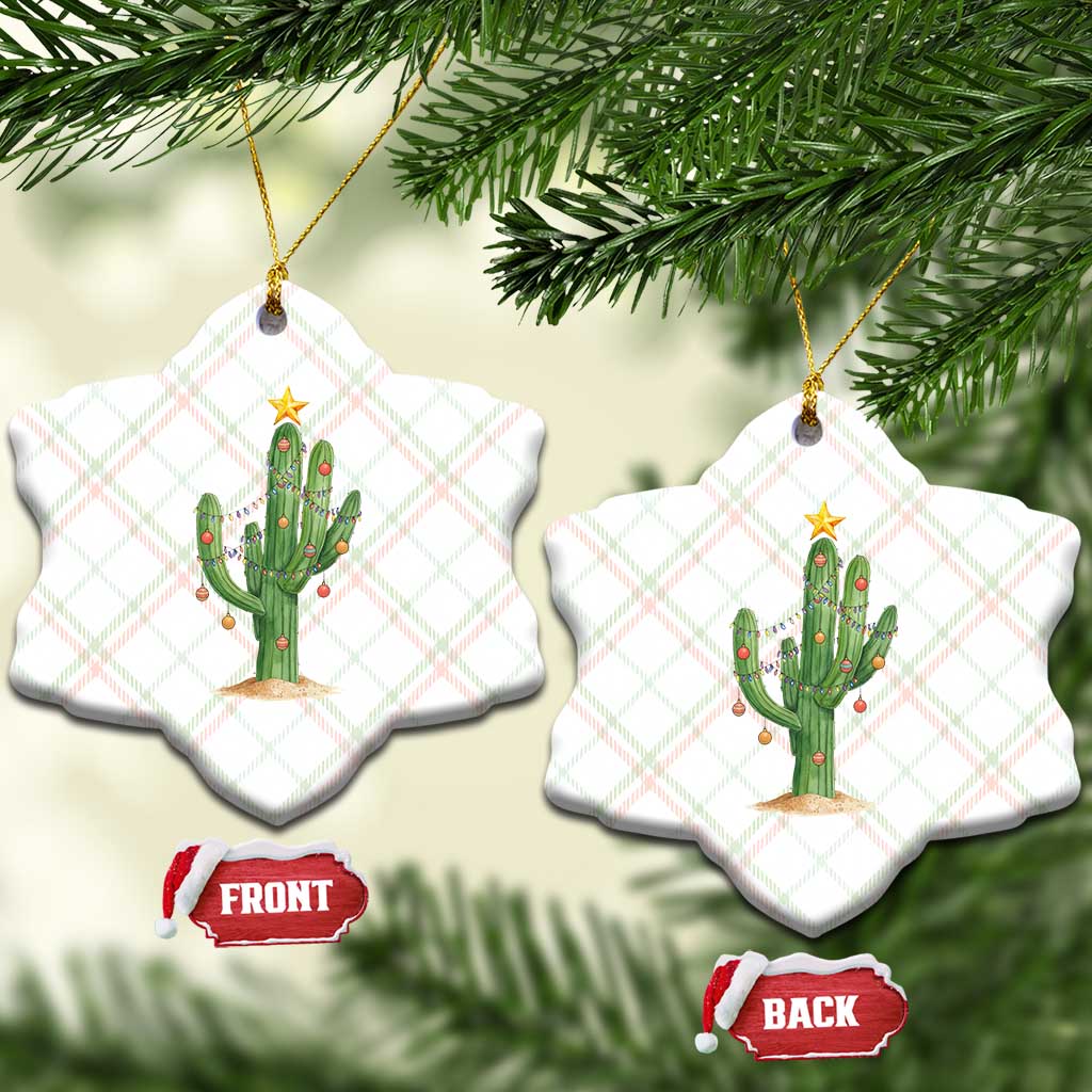 Funny Cactus Christmas Xmas Trees Lights Santa Hat Cactus Lovers Ceramic Ornament TS11 Print Your Wear
