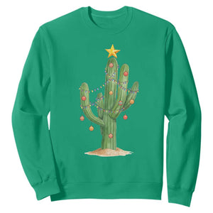 Funny Cactus Christmas Xmas Trees Lights Santa Hat Cactus Lovers Sweatshirt TS11 Irish Green Print Your Wear