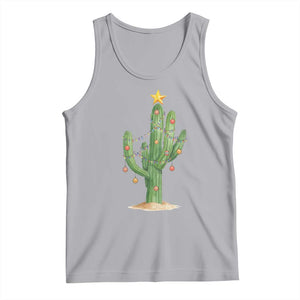 Funny Cactus Christmas Xmas Trees Lights Santa Hat Cactus Lovers Tank Top TS11 Athletic Heather Print Your Wear