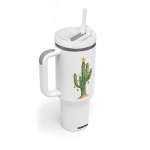 Funny Cactus Christmas Xmas Trees Lights Santa Hat Cactus Lovers Tumbler With Handle TS11 Print Your Wear