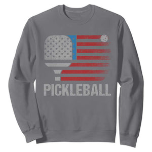 Pickleball Lover Vintage American Flag Sweatshirt 4th of July TS11 Charcoal Print Your Wear