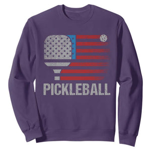 Pickleball Lover Vintage American Flag Sweatshirt 4th of July TS11 Purple Print Your Wear