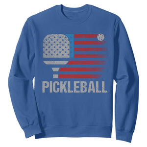 Pickleball Lover Vintage American Flag Sweatshirt 4th of July TS11 Royal Blue Print Your Wear