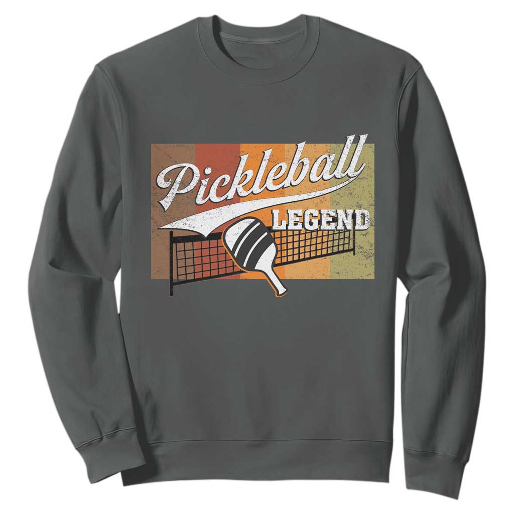 Funny Pickleball Legend Sweatshirt Pickleball Player Retro Sport Lover TS11 Dark Heather Print Your Wear