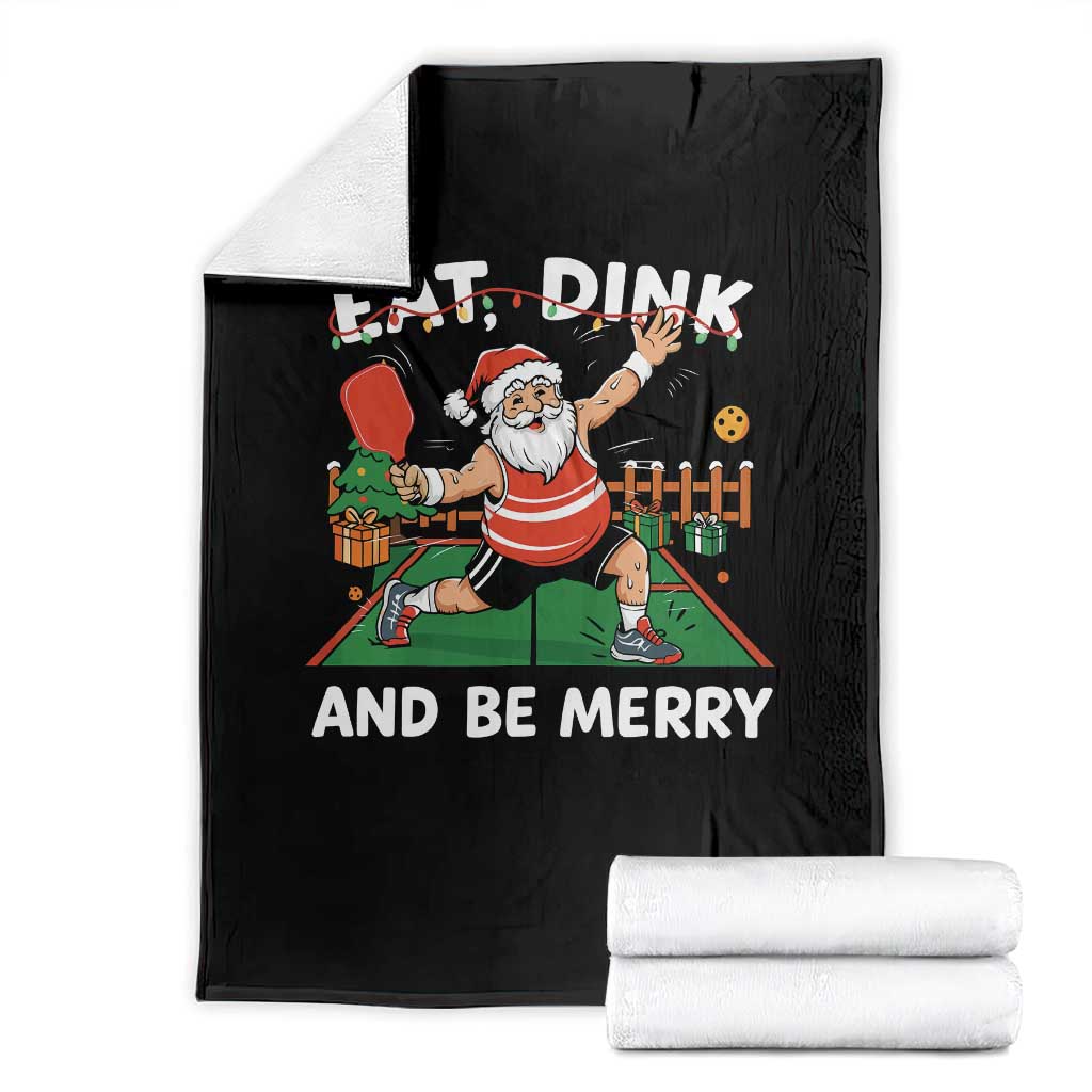 Funny Christmas Pickleball Throw Blanket Eat Dink And Be Merry Xmas Santa TS11 Black Print Your Wear