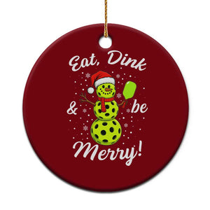 Funny Christmas Pickleball Ceramic Ornament Eat Dink And Be Merry Snowman TS11 1pc Red Print Your Wear