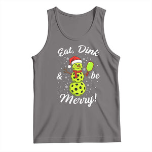 Funny Christmas Pickleball Tank Top Eat Dink And Be Merry Snowman TS11 Deep Heather Print Your Wear
