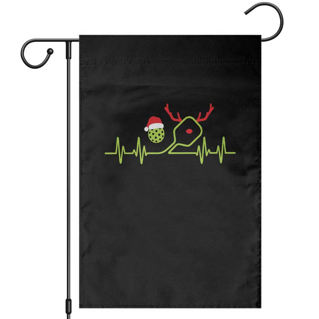 Funny Christmas Pickleball Heartbeat Santa Hat Garden Flag TS11 Black Print Your Wear