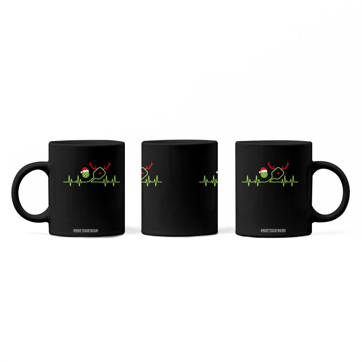 Funny Christmas Pickleball Heartbeat Santa Hat Coffee Mug TS11 Print Your Wear