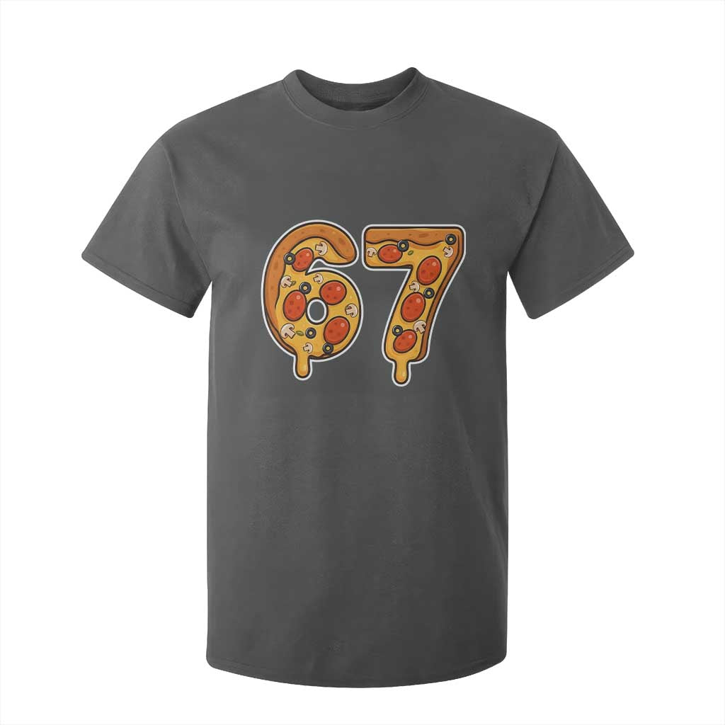 Funny 67 Pizza Lover T Shirt For Kid Six Seven Gen Alpha Slang TS11 Dark Heather Print Your Wear