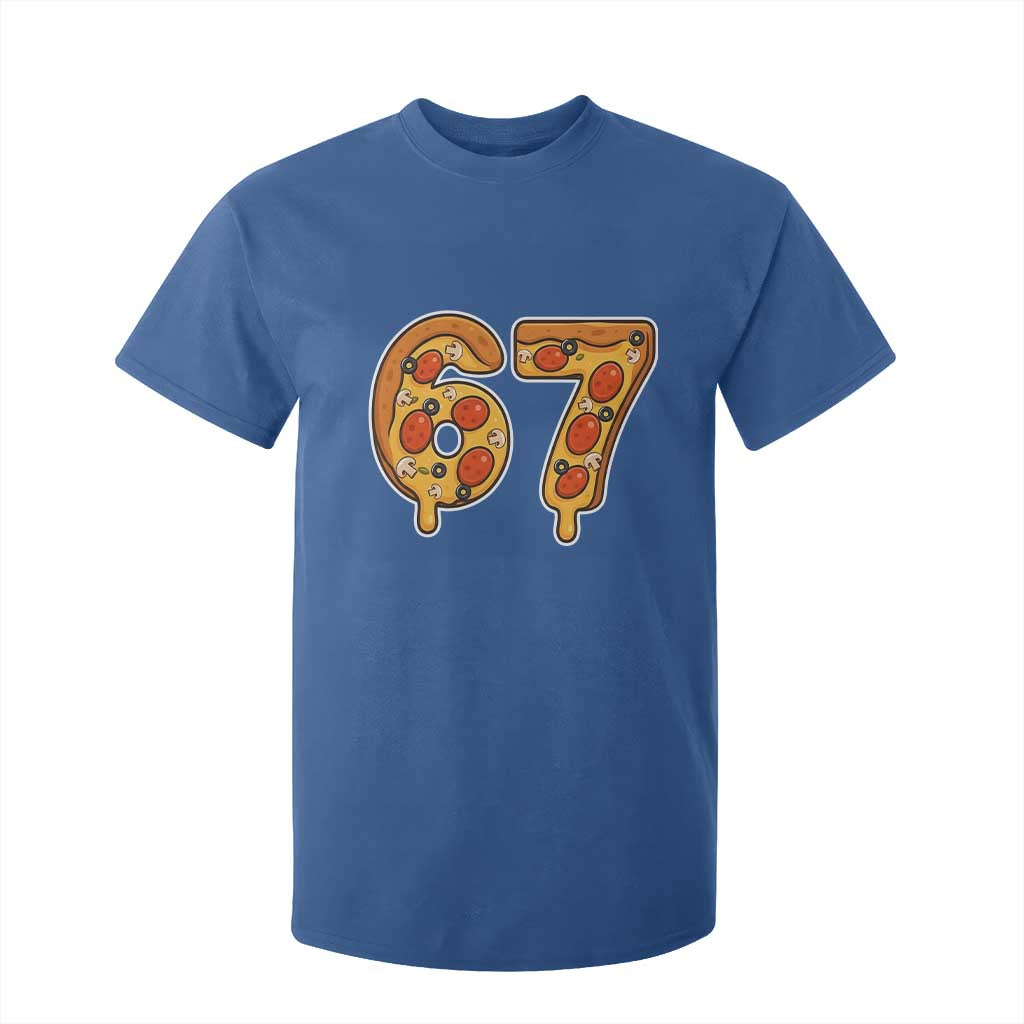 Funny 67 Pizza Lover T Shirt For Kid Six Seven Gen Alpha Slang TS11 Royal Blue Print Your Wear