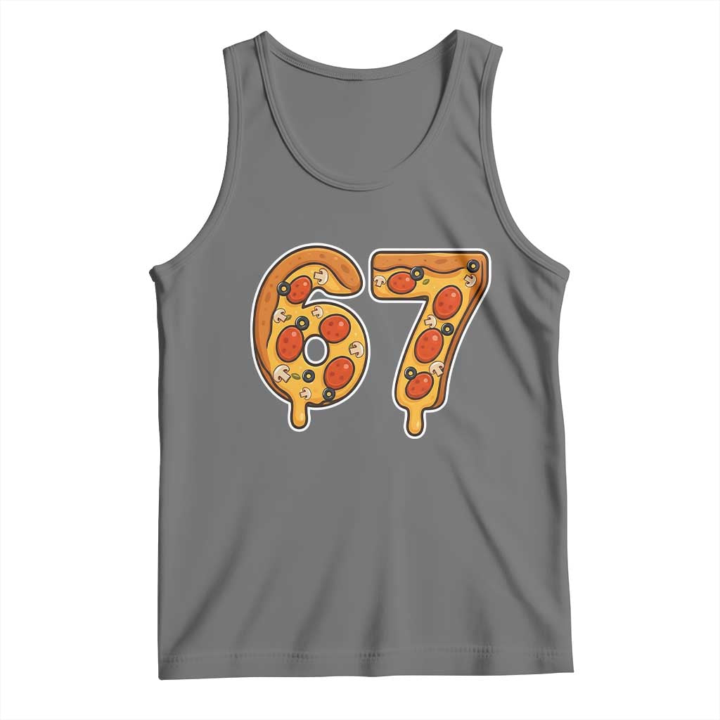 Funny 67 Pizza Lover Tank Top Six Seven Gen Alpha Slang TS11 Black Heather Print Your Wear