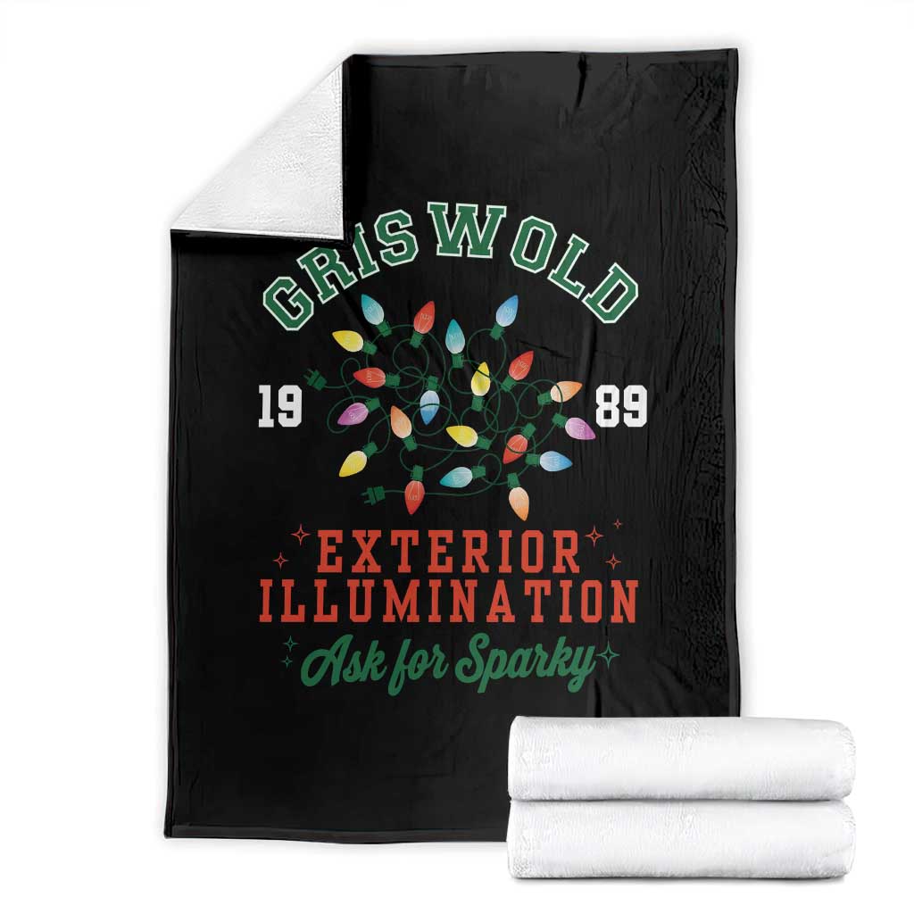 Funny Christmas Griswold Exterior Illumination Throw Blanket Ask For Sparky Xmas Movie TS11 Black Print Your Wear