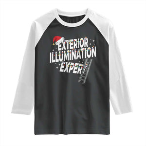 Funny Christmas Exterior Illumination Expert Raglan Shirt Xmas Lights Decorator TS11 Black White Print Your Wear