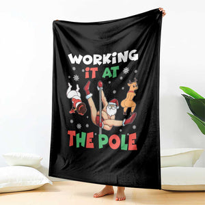 Funny Christmas Naughty Santa Throw Blanket Working It At The Pole TS11 Print Your Wear