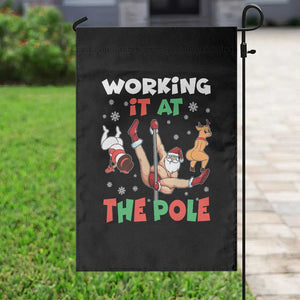 Funny Christmas Naughty Santa Garden Flag Working It At The Pole TS11 Print Your Wear