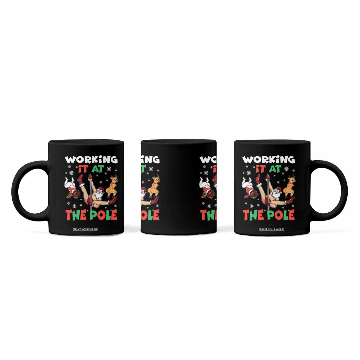 Funny Christmas Naughty Santa Coffee Mug Working It At The Pole TS11 Print Your Wear