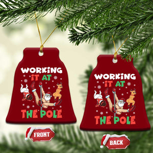 Funny Christmas Naughty Santa Ceramic Ornament Working It At The Pole TS11 Print Your Wear