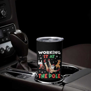 Funny Christmas Naughty Santa Tumbler Cup Working It At The Pole TS11 Print Your Wear