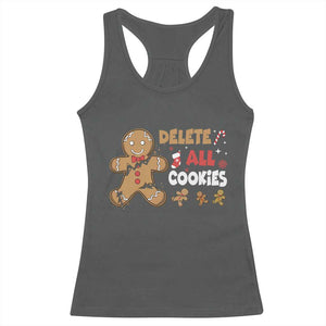 Funny Christmas Delete All Cookies Racerback Tank Top Xmas Gingerbread TS11 Dark Heather Print Your Wear