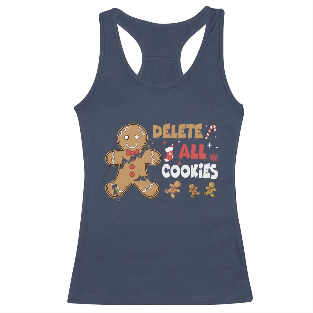 Funny Christmas Delete All Cookies Racerback Tank Top Xmas Gingerbread TS11 Navy Print Your Wear