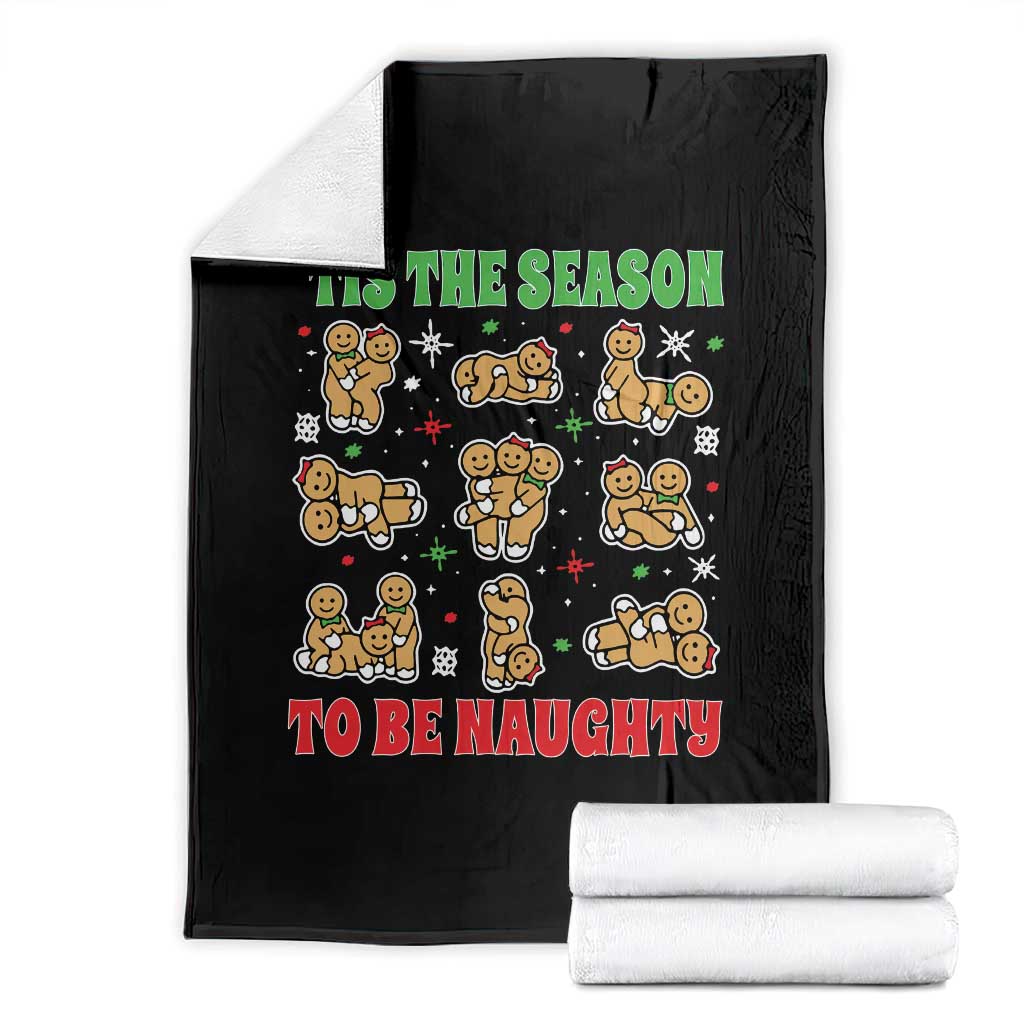 Funny Xmas Tis The Season To Be Naughty Throw Blanket Xmas Adult Humor Gingerbread TS11 Black Print Your Wear