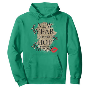 Funny New Year Same Hot Mess Hoodie New Year's Eve Resolutions Red Lips TS11 Irish Green Print Your Wear