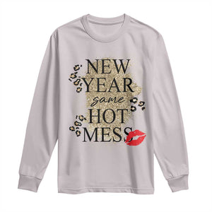 Funny New Year Same Hot Mess Long Sleeve Shirt New Year's Eve Resolutions Red Lips TS11 Ice Gray Print Your Wear