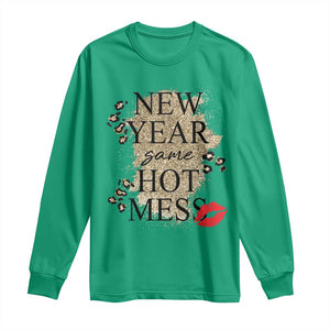 Funny New Year Same Hot Mess Long Sleeve Shirt New Year's Eve Resolutions Red Lips TS11 Irish Green Print Your Wear