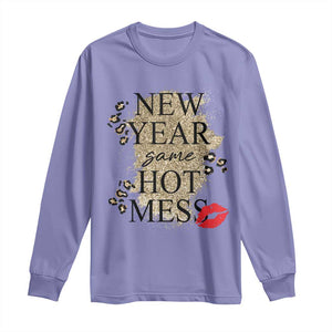 Funny New Year Same Hot Mess Long Sleeve Shirt New Year's Eve Resolutions Red Lips TS11 Violet Print Your Wear