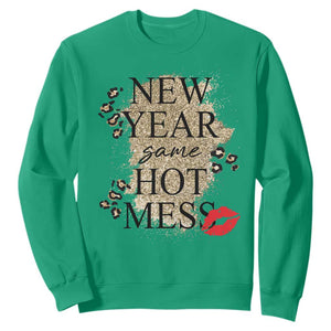 Funny New Year Same Hot Mess Sweatshirt New Year's Eve Resolutions Red Lips TS11 Irish Green Print Your Wear